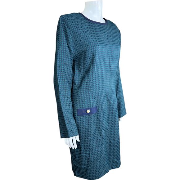Miz California Green Navy Weave Plaid Vintage Career Dress Womens 12 Midi - Picture 8 of 14
